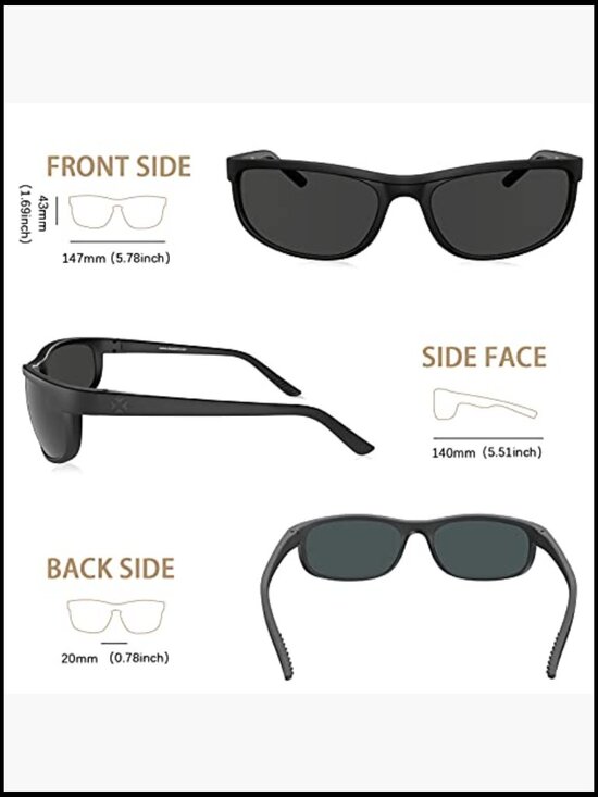 Polarized Sunglasses with UV400 Protection, Lightweight TR90 Frame